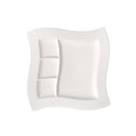 Villeroy & Boch - assiette à grillades NewWave, 3 zones, carrée, porcelaine premium, compatible lave-vaisselle et micro-onde, blanc, 27 cm