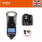 UK Godox V1F 2.4G TTL HSS 1/8000s Speedlite Flash Round Head+X1 Trigger For Fuji