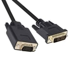 DVI Cable，DVI to VGA Adapter DVI-D 24+1 Male to VGA HD 15Pin Male Dual Link Video Cable Support 1080P Full HD from Laptop, PC Host, Graphics Card to Monitor Display or Projector - Black 6FT Xhwykzz