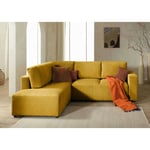 Lisa Design - Livy - canapé d'angle convertible - avec coffre - en velours côtelé - 5 places - gauche - jaune - Jaune