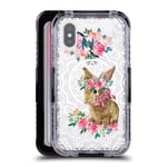 Official Monika Strigel Bunny Lace Flower Friends 2 Black Water Resistant Case Compatible for Apple iPhone X/iPhone XS