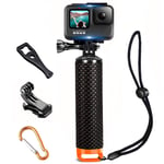 Waterproof Floating Hand Grip Compatible with GoPro Hero 10 9 8 7 6 5 4 3 3+ 2 1 Session Black Silver Camera Handler & Handle Mount Accessories Kit for Water Sport and Action Cameras (Orange)
