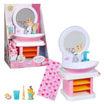 BABY Born Bath Lavabo 832707 - Accessoires de Haute Qualité avec Lumières/Effets Sonores - Avec 1 Brosse à Dents, 1 Tasse, 1 Distributeur, 1 Prise & 1 Serviette - Fonctionne avec des Piles - Dès 3 ans