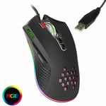 Game Max Razor Gaming Mouse USB Wired Rainbow RGB LED 6-Level 6400DPI