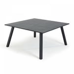 OVIALA Table de jardin carrée extensible en aluminium noir - Noir