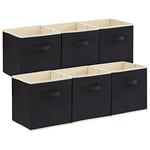 Lifewit Lot de 6 Cubes de Rangement Pliables, Paniers Rangement en Tissu, Caisses Rangement, Boites de Rangement avec Poignées, Organisateurs pour Vetements, Jouets, 26,5 x 26,5 x 28 cm, Noir