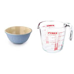 Tala Traditional Ceramic Stoneware Mixing Bowl in Blue and Cream Colour, Blue/Cream, 5000ml & Pyrex Measuring Jug 500ml | Capacity 568ml / 20 Ounce | P586