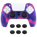 eXtremeRate PlayVital 3D Studded Edition Anti-Slip Silicone Cover Skin for ps5 Controller, Soft Rubber Case Protector for ps5 Wireless Controller with Thumb Grip Caps - Pink & Purple & Blue