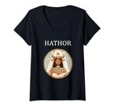 Womens Hathor Egyptian Goddess of Love and Beauty V-Neck T-Shirt