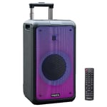 Ibiza - Street-Wave - Enceinte Portable de 8”/400W sur Batterie avec Bluetooth, USB et microSD - Effet LEDs Wave et Connexion sans Fil TWS - Noir