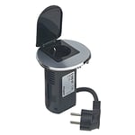 C2G 80856 Legrand 2P+E USB Charger Schuko Standard Power Desk Grommet Socket with 2 m Cord - Black