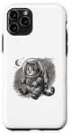 Coque pour iPhone 11 Pro drôle astronaute mignon animal chat avec étoiles dans l'espace enfants