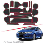 ,For 13pcs Car Styling Gate slot pad,For Honda City Low/High Mach 2015-2019 Silica Gel Door Groove Mat interior Non-slip dust Mat