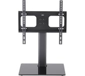 TTAP TT64F 550 mm TV Stand with Bracket - Black Glass & Metal, Black