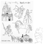 Clear Stamps, Fairy Castle Princess Pattern Transparent Silicone Seal with Cutting Die for DIY Card Making Notebook Scrapbook Photo Album
