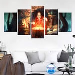 BJWQTY Frameless-Mural Living Room Death Witch Wall Art Canvas Art Wall Poster For Living Room Home Decoration5 pieces_40X60_40X80_40X100Cm