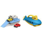 Green Toys Ferry Boat with Mini Cars Bathtub Toy, Blue/White & Submarine, Yellow