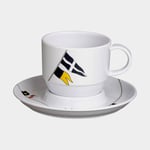 Marine Business Kaffe/tekoppar i melamin med fat Regata, vit/mönstrad, 22 cl, 6-pack