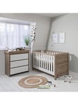 Tutti Bambini Modena 2 Piece Furniture Set - White/Oak (Cot Bed, Sprung Mattresss and Chest Changer), White/Oak