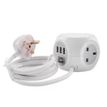 3 Way Power Cube Socket with 3 USB Ports & 1.4M Electric Extension Lead - Status