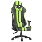 Bigzzia - Fauteuil Gamer Chaise Gaming Ergonomique - avec appui-tête et oreiller lombaires - Inclinable 90 °-135 ° - Noir et Vert