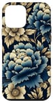iPhone 12 mini Navy and Gold Peony and Blossom Seamless Pattern Case