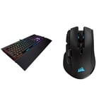 Corsair K70 RGB MK.2 Low Profile Rapidfire Mechanical Gaming Keyboard - Black & Ironclaw Wireless RGB, Rechargeable Wireless Optical Gaming Mouse with Slipstream Technology, Black