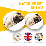 2 x Vinyl Stickers 20cm - Funny Sleepy Pug Dog in Bed Cool Gift #16792