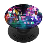 Cyberpunk City Sci Fi Night Tokyo Japan Urban Noir Dystopia PopSockets PopGrip: Swappable Grip for Phones & Tablets