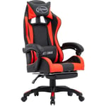 Haute qualité]7109 Luxueux Chaise de bureau Fauteuil Ergonomique | Fauteuil de jeux vidéo | et repose-pied Rouge et noir Similicuir