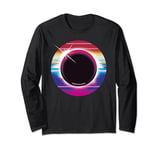 Solar Eclipse 2024 70s 80s Vaporwawe Total Eclipse Graphic Long Sleeve T-Shirt