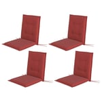 Set med 4 sittdynor 108 x 50 x 5 cm stolsdynor med knytband, sittdyna utomhus inomhus, sittdyna, bänkdyna för trädgårdsmöbler, s