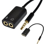 3.5mm Audio Headset Mic Y Splitter Cable Adapter TRRS to 2 TRS For Tabs, Laptops