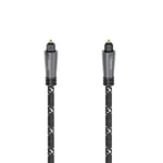 Hama 205140 Audio Fibre Optic Cable, ODT Plug (Toslink) 3 m, Metal Plug, Robust Cable Sheath with Aramid Fibre for Transmitting Digital Audio Signals, black
