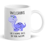 Unclesaurus Novelty Funny Double Sided Printed White Ceramic Coffee Tea Water Mug Fun Weird Special Friend Birthday Foolish Designed Brother Uncle Grandad Father's Day Prank Gifts Easy Grip Cup 11 oz