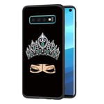 Zhuofan Plus Samsung Galaxy S10 Case, Black Silicone Soft Tpu Gel with Design Print Pattern Anti Scratch Shockproof Protactive Cover for Samsung Galaxy S10, Green Gem