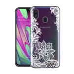 ZhuoFan for Samsung Galaxy A40 Case, Phone Case Transparent Clear with Pattern [Ultra Slim] Shockproof Soft Gel TPU Silicone Bumper Skin Back Cover For Samsung A40 5.9 inch (Crystal Lace)