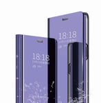 TingYR Coque pour Xiaomi Mi 10T Pro 5G Housse, Clear View Etui Miroir Mirror Makeup, [Fonction Debout] [Anti-Rayures], Housse Coque pour Xiaomi Mi 10T Pro 5G.(Violet)