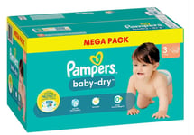 Pack 112 Pampers Couches Baby-Dry Taille 3 (6-10 Kg) Changes Bébé Stop & Protect