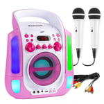 Fenton 130.172 SBS30P Karaoke CD Bluetooth Speaker with 2 Microphones Pink