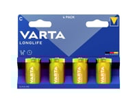 C-Batteri R14 Varta Varta Longlife C Blister 4 Alkali-Mangan 1,5 V 4 St