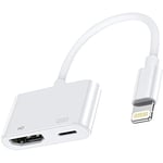 Adaptateur Lightning AV numérique 1080P [Certifié Apple MFi] iPhone HDMI Adapter TV Lightning vers HDMI Câble Plug and Play pour iPhone 14/13/12/SE/11/XS/XR/X/8/7 vers TV/HDTV/Monitor/Projector, Blanc