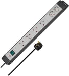 Brennenstuhl Premium-Line Technics extension socket 6-way black/light grey 3m 05VV-F 3G1,25 4x BS + 2x earthed sockets *GB*