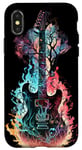 Coque pour iPhone X/XS Guitare électrique Band Rock Design : résonance de la forêt de feu