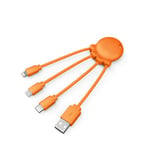Xoopar Câble Multi USB 4 en 1 Chargeur Universel - Résistant avec Micro USB - USB - USB C - Lightning pour Smartphone et iPhone Cable Octopus (Orange)