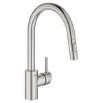 GROHE 32665DC3 Concetto Dual Spray Pull-Down Kitchen Faucet, Super Steel Infinity Finish