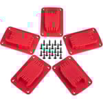 5-pack Verktygsställ för Milwaukee M18 Verktyg, även kompatibelt med Dewalt 20V, 12V Borrstativ, Hängare (5-pack, Röd)