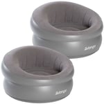 2 INFLATABLE DONUT CHAIR VANGO GREY SINGLE SEAT BLOW UP POD LOUNGER OUTDOOR SOFA