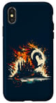 Coque pour iPhone X/XS Jeu de fantastiques château de réflexion de dragon flamme double exposition