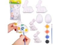 Styrofoam Dekorationer Målning Set 4 Harar 2 Ägg Färger Lean Toys